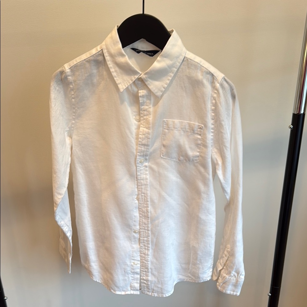 Janie and Jack White Button-Up Shirt linen size 8 boys